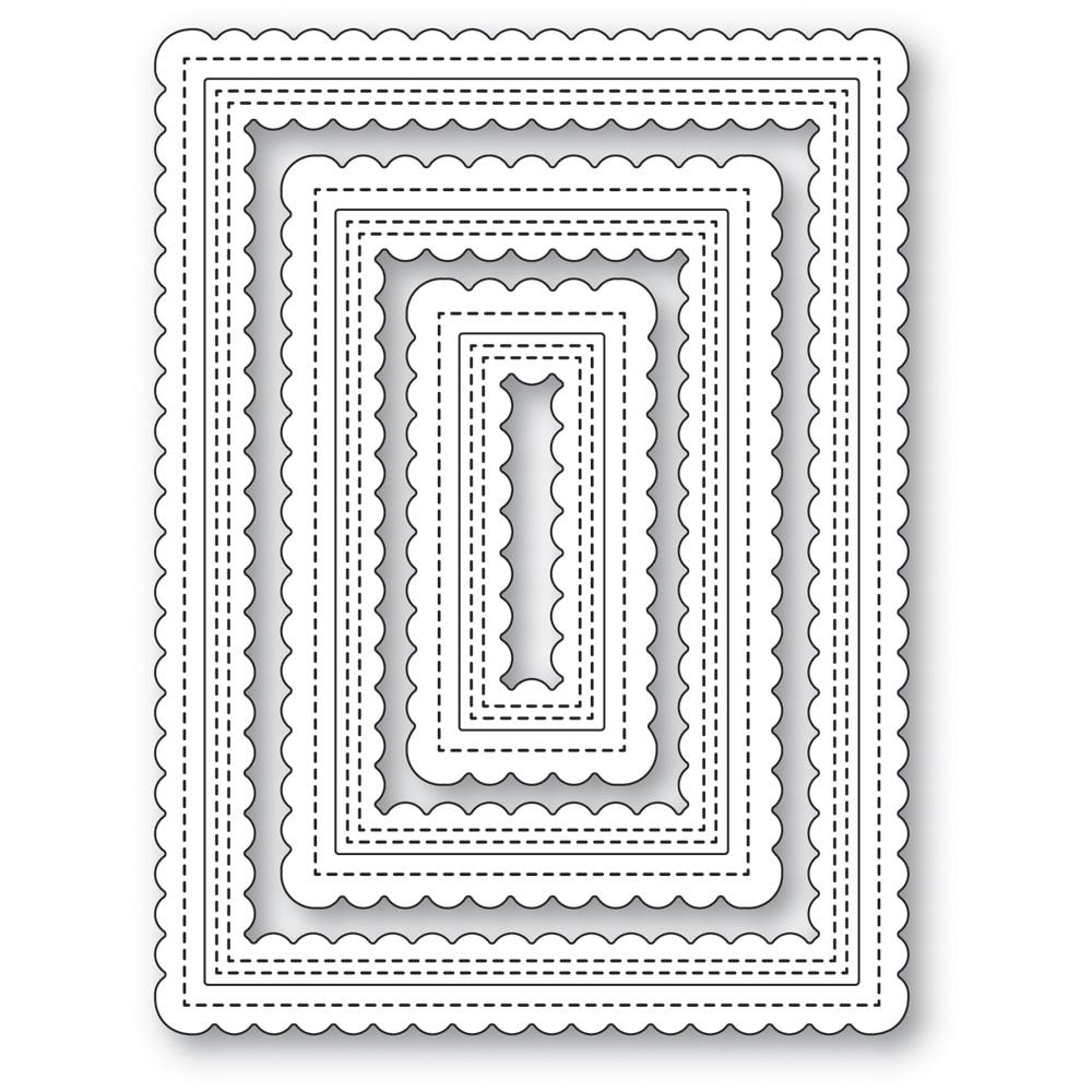 Poppystamps - Dies - Double Scalloped Stitched Frames