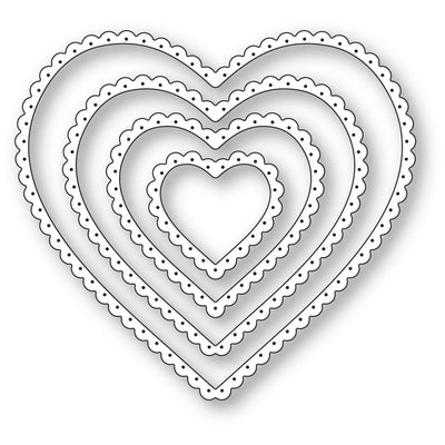 Poppystamps - Dies - Scallop Pinpoint Hearts