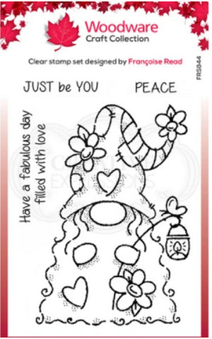 Woodware Craft Collection - Clear Stamps - Flower Power Gnome