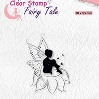 Nellie's Choice - Clear Stamp - Elf Sitting On Flower