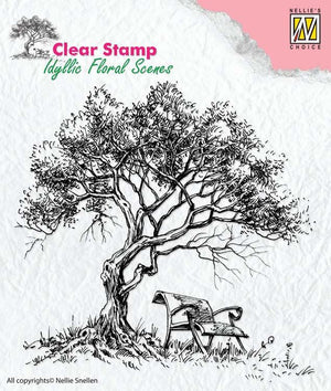 Nellie's Choice - Clear Stamp - Idyllic Tree With Bench