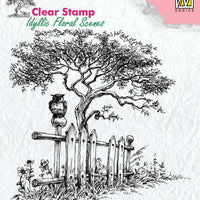 Nellie's Choice - Clear Stamp - Idyllic Tree With Fence