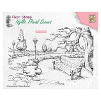 Nellie's Choice - Clear Stamp - Wintery Park With bench