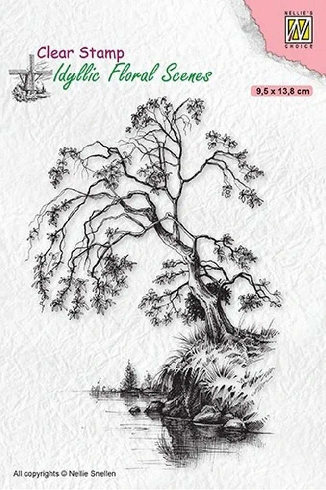 Nellie's Choice - Clear Stamp - Idyllic Tree On Waterside