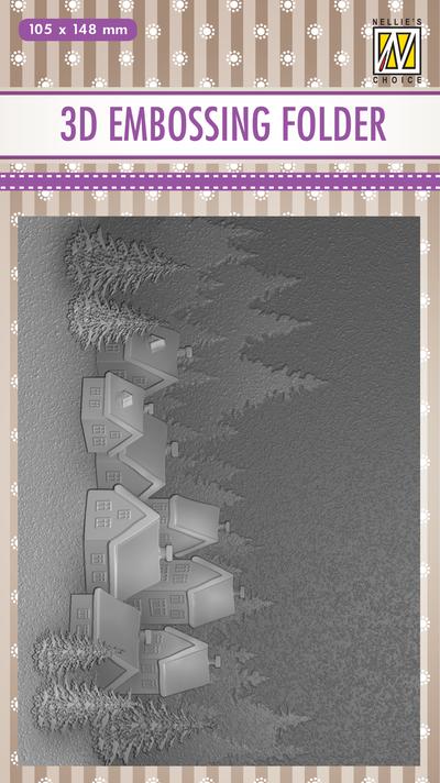 Nellie's Choice - 3D Embossing Folder - Snowy Village