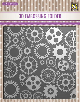 Nellie's Choice - 3D Embossing Folder - Cogwheels