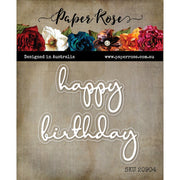 Paper Rose - Dies - Fine Script Layered - Happy Birthday