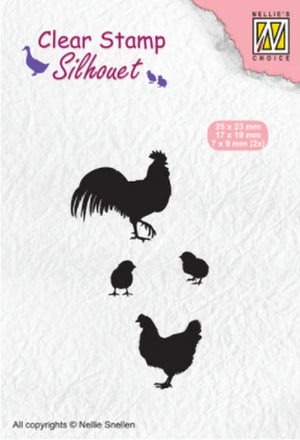 Nellie's Choice - Clear Stamp - Rooster, Hen & Chicks